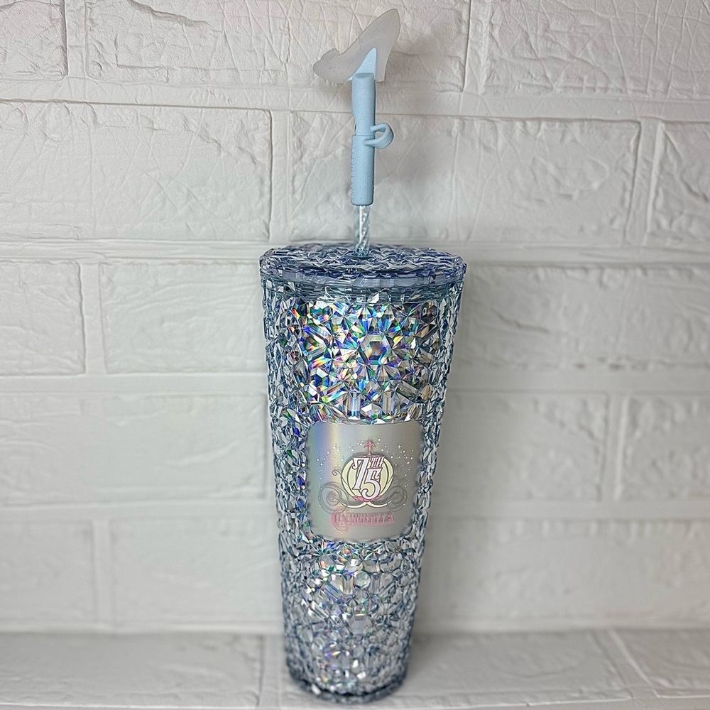 New Disney Cinderella 75th Anniversary Starbucks Travel Tumbler Slipper Straw - Picture 11 of 11